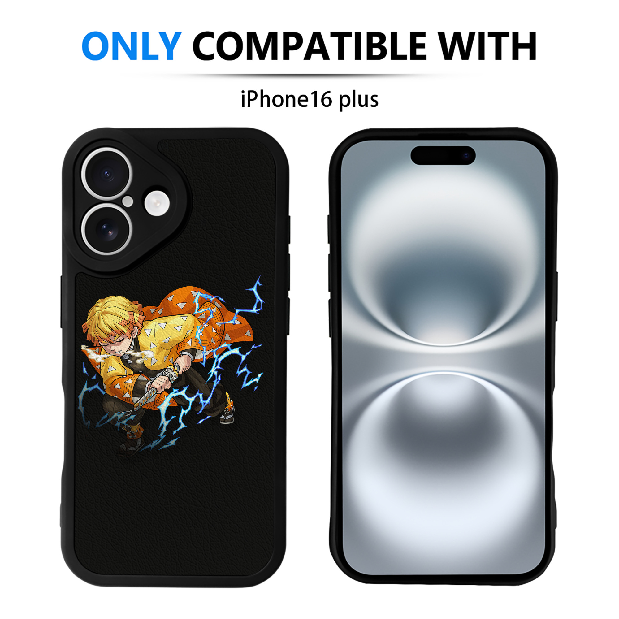 （画像用） 鬼滅の刃（きめつのやいば）我妻 善逸／あがつま ぜんいつ Agatsuma Zenitsu 【iPhone 16シリーズ対応】シリコンスマホケース（レザー調） 材質：シリコン